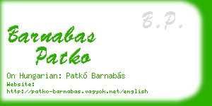 barnabas patko business card