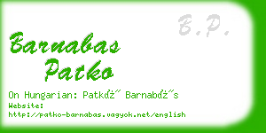 barnabas patko business card